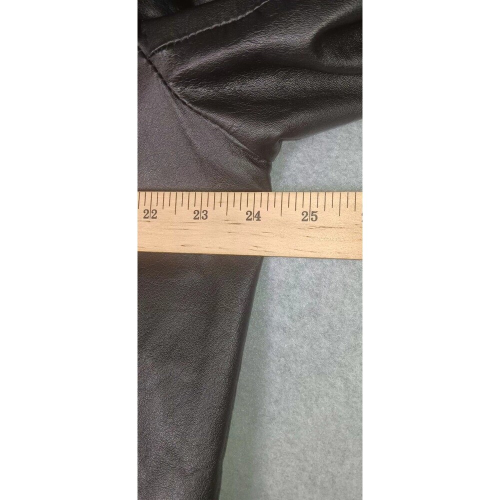 VTG G III Double Breasted Full Length Leather Trench Coat L Black Matrix Grunge - Picture 12 of 15